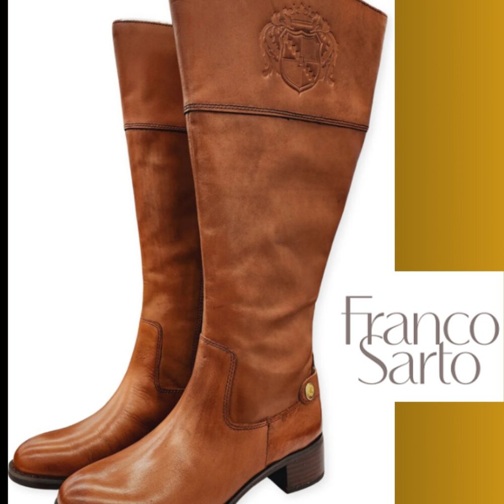 Franco Sarto Chipper Wide Calf Leather Riding Boots Sz 6M - Picture 2 of 10